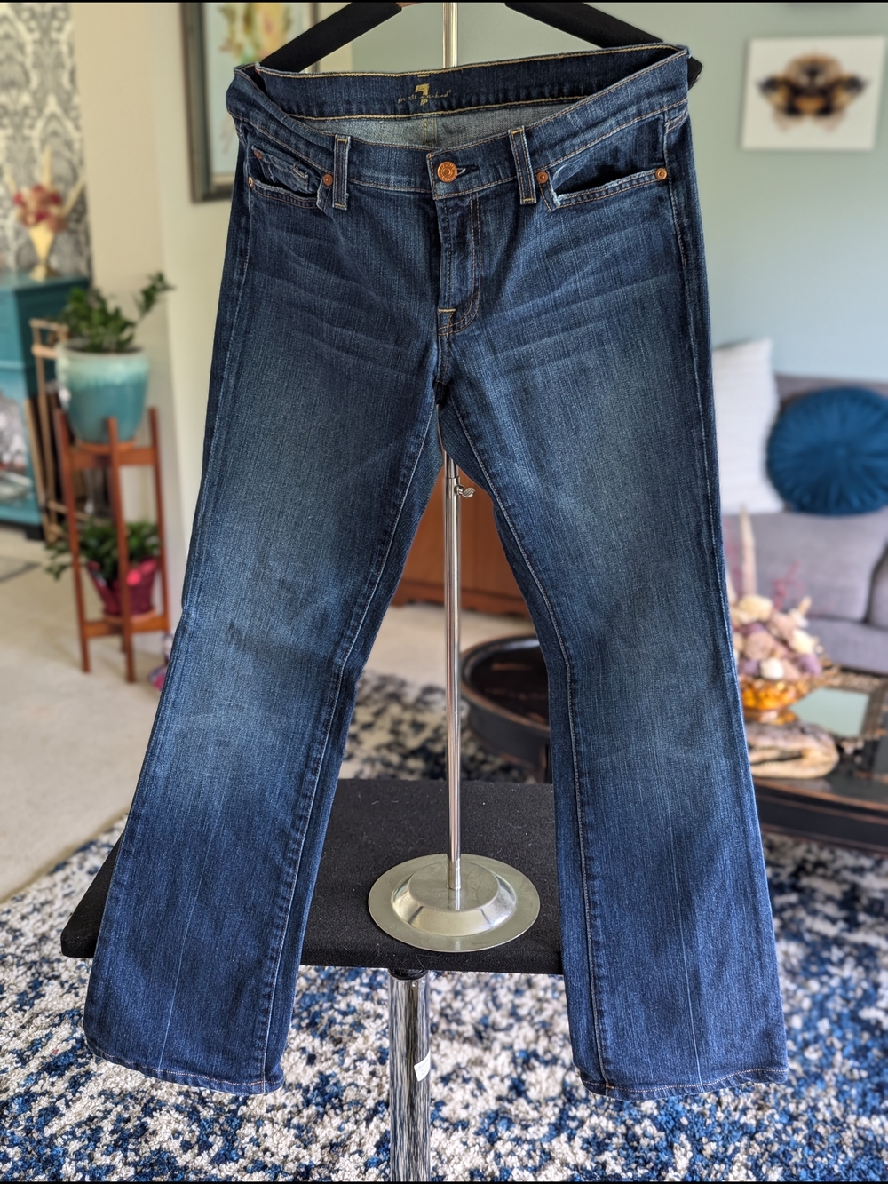 7 For All Mankind Women's Dark Blue Boot Cut Jeans